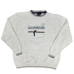 Vintage 90’s Fairway Sport Golf Knit Sweater Textured  USA Made Mens Size Medium